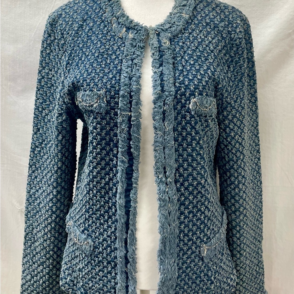 Textured Blue Denim Women's Jacket